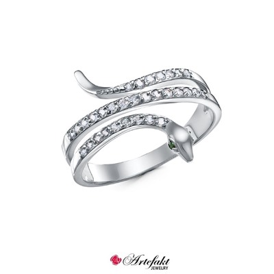 Серебряное кольцо Змея- 009